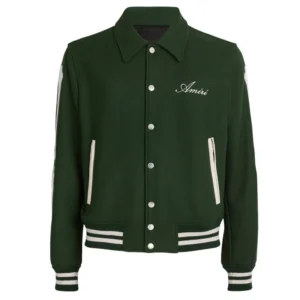 Amiri Bones Letterman Green Wool Jacket