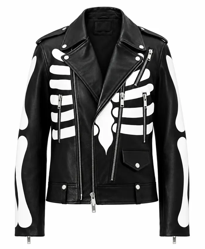 Axl Ros Skeleton Black Biker Jacket