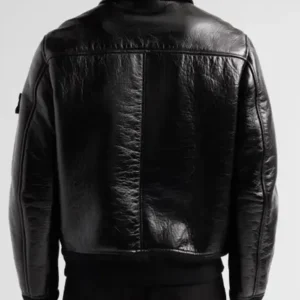 Black Leather Bomber Jacket