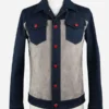 Blue and Beige Denim Coat