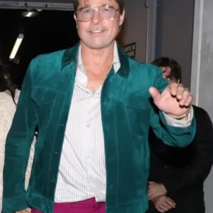 Brad Pitt James Blake Paris Green Suede Jacket