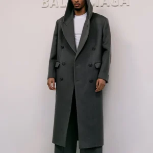 Buy Hugo Ekitiké Balenciaga SS27 Grey Wool Hood Coat