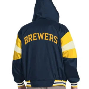 Buy Milwaukee Brewers Legacy Lightweight Navy and Gold Hooded Jacket