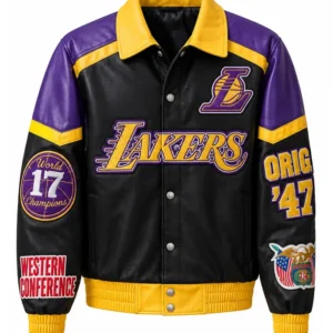 Buy R&B Tour Usher Jeff Hamilton Lakers Leather Varsity Jacket