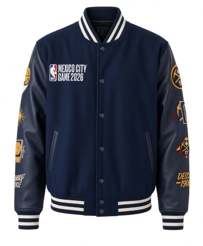 Chamarra NBA Mexico City Game 2026 Navy Varsity Jacket