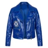 Chelsea F.C. Football Club Blue Cropped Biker Jacket
