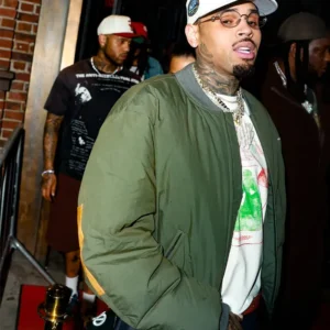 Chris Brown NYC Party Green Bomber Jacket