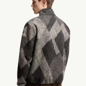 Diamond Pattern Wool Blend Cardigan