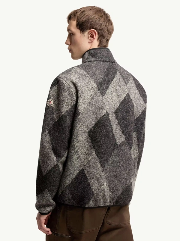 Diamond Pattern Wool Blend Cardigan
