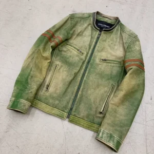 Dolce & Gabbana 2000s Biker Green Leather Jacket