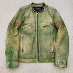 Dolce Gabbana Green Leather Jacket