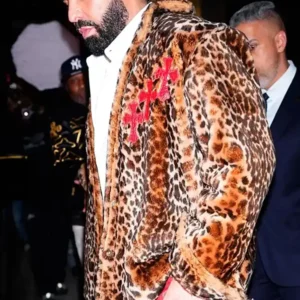 Drake Custom Cheetah-Print Chrome Hearts Faux Fur Jacket