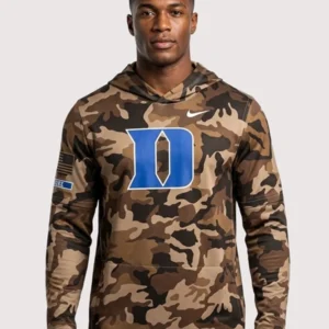 Duke Blue Devils 2026 Military Sideline Hooded Camo T-Shirt