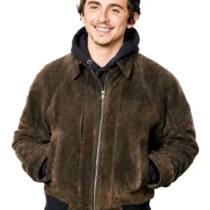Buy Dune Part Three 2026 Timothee Chalamet Brown Suede Bomber Jacket