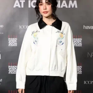Elle Fashion Week Charlotte Austin White Jacket