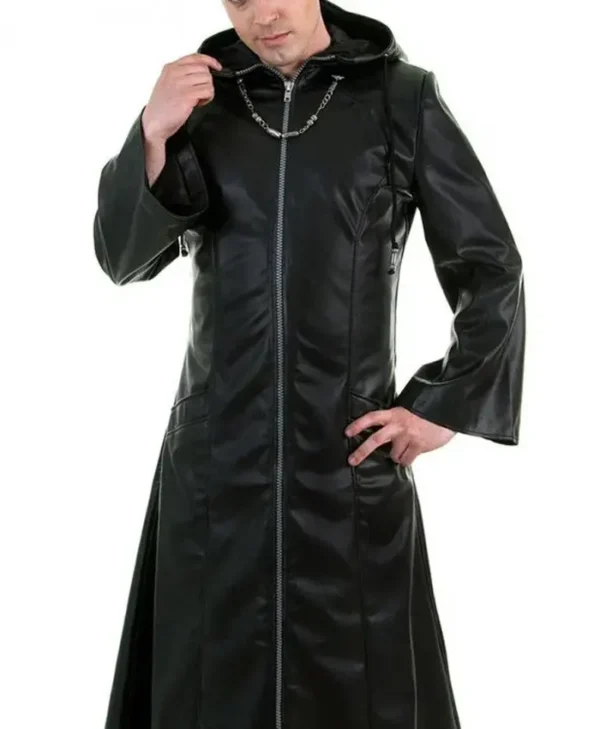 Enigma Hooded Leather Coat