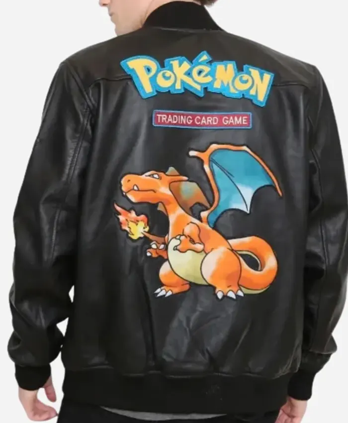 Pokemon Black Fire Dragon Leather Jacket - Image 2