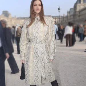 Fashion Week 2026 Barbara Palvin Python Printed Coat For Sale