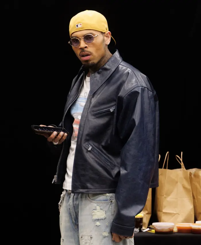 Get Chris Brown R&B Tour Dark Brown Leather Bomber Jacket