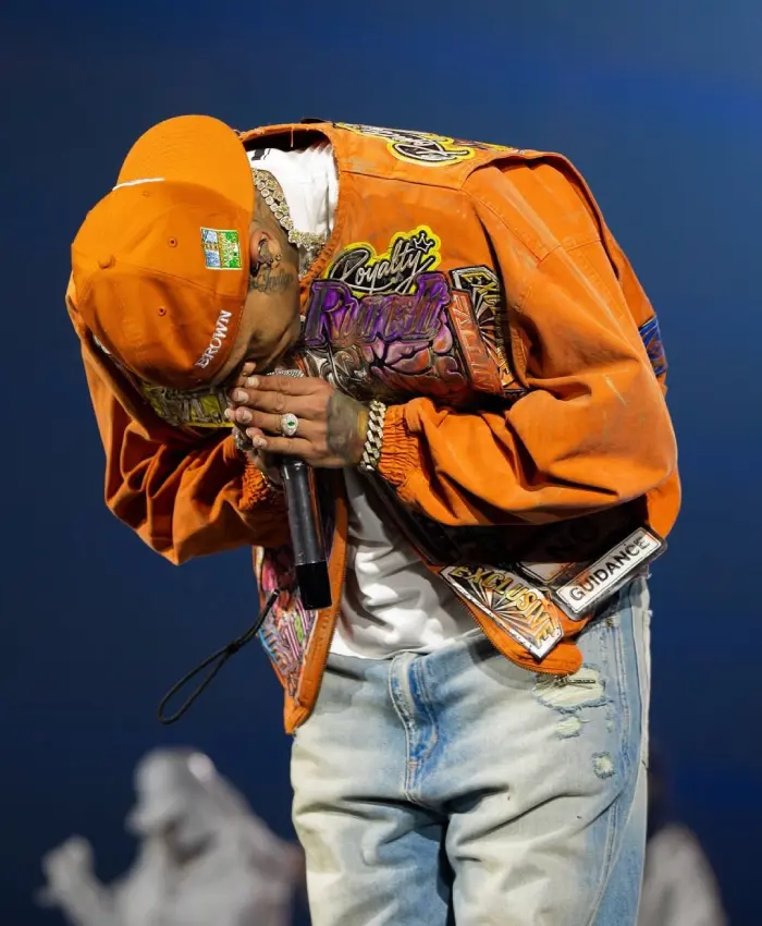 Get Chris Brown R&B Tour Orange Jacket