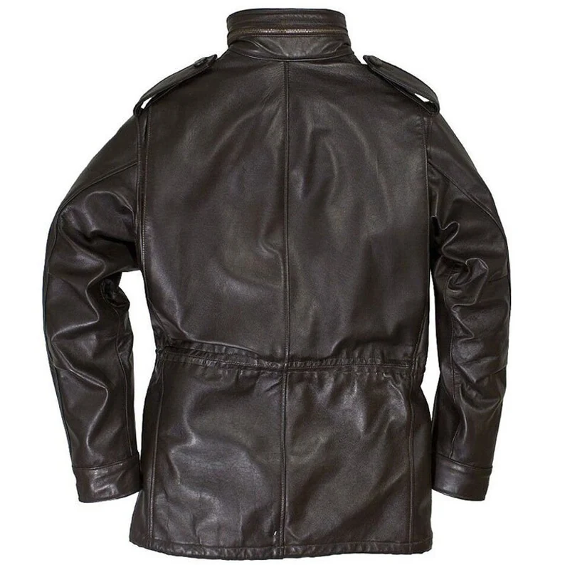 Get Field M-65 Leather Jacket - Dark Brown
