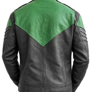 Get Hal Jordan Lantern Kyle Chandler Moto Biker Green Leather Jacket