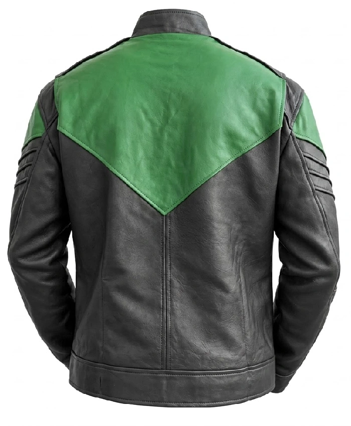 Get Hal Jordan Lantern Kyle Chandler Moto Biker Green Leather Jacket