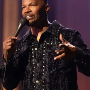Get Jamie Foxx Take Care of Yourself Stud Trucker Jacket