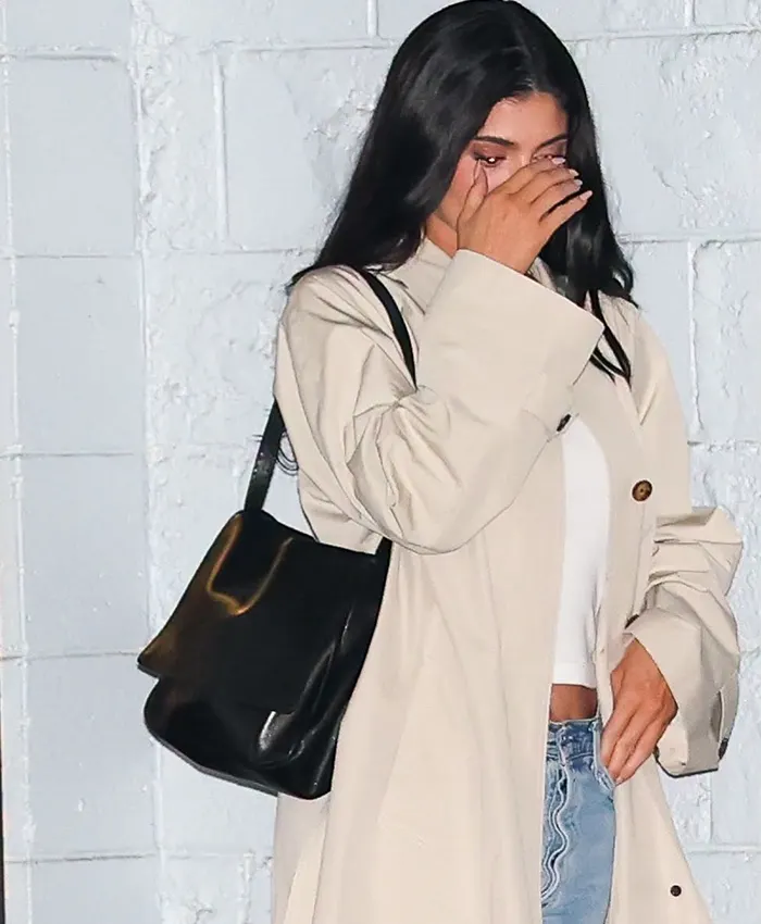 Get Kylie Jenner Celeb Hotspot Sushi Park Beige Coat
