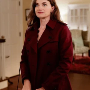 Get Line of Fire S01 Megan Ferguson Maroon Belted Coat