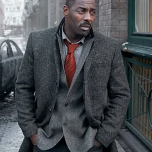 Get Luther S05 DCI John Luther Grey Woolen Trench Coat