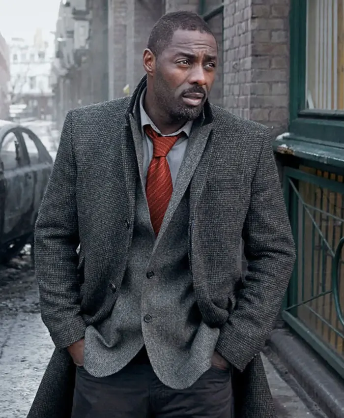 Get Luther S05 DCI John Luther Grey Woolen Trench Coat