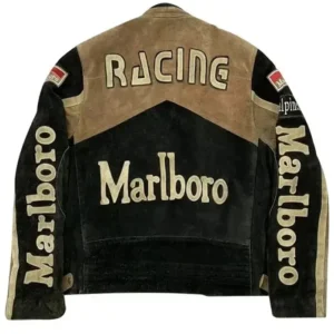 Get Marlboro Racing Suede Biker Motorcycle Jacket