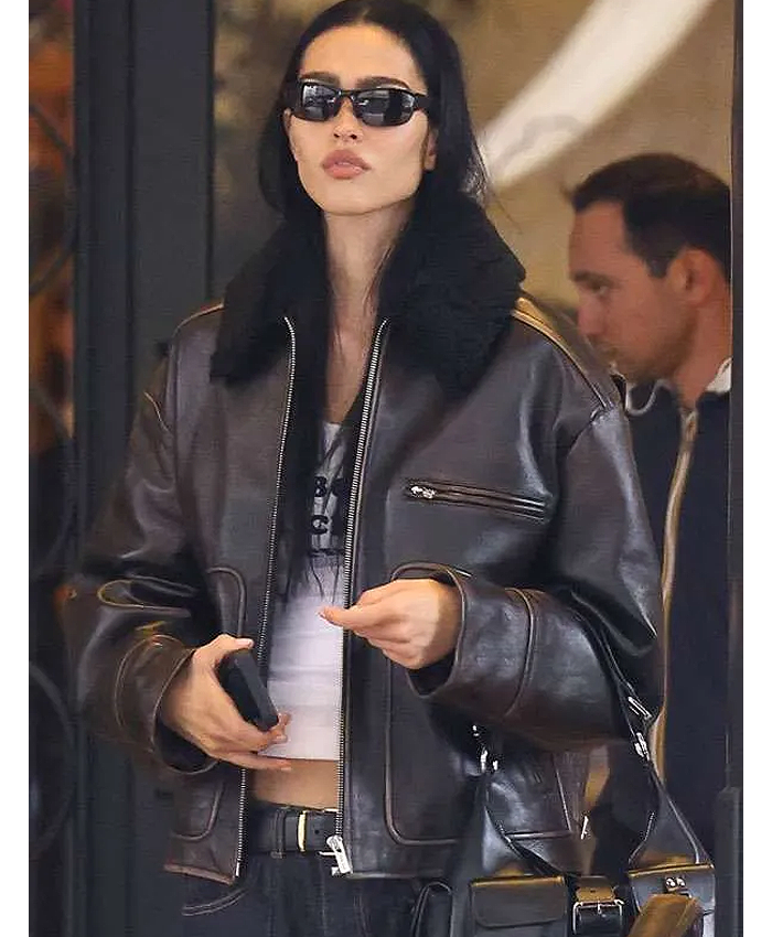 Get Milan Fashion Week Amelia Gray Hamlin Leather Jacket