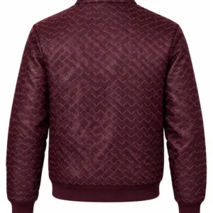 Get Monica Burgundy Crocodile Leather Bomber Jacket