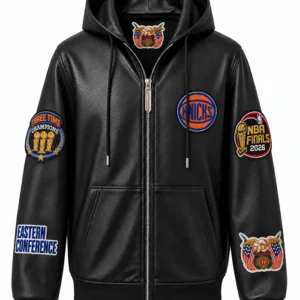 Get NY Knicks Championship 2026 Zip-Up Leather Hoodie