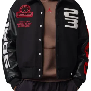 Get Nike Men’s Jordan Flight Black Varsity Jacket