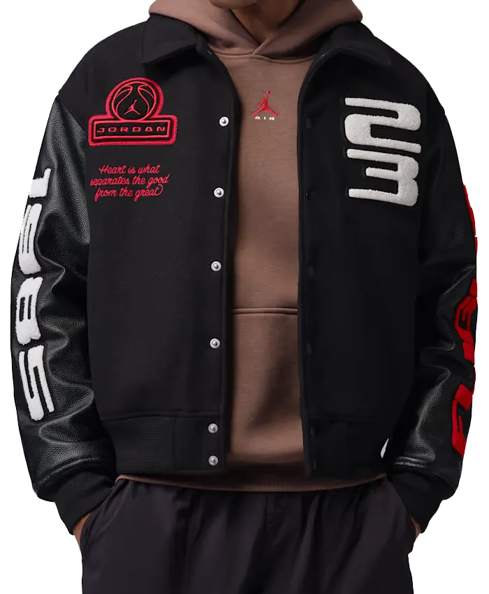 Get Nike Men’s Jordan Flight Black Varsity Jacket