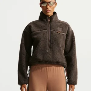 Get Nike x SKIMS Brown Sherpa Women’s Cropped Jacket