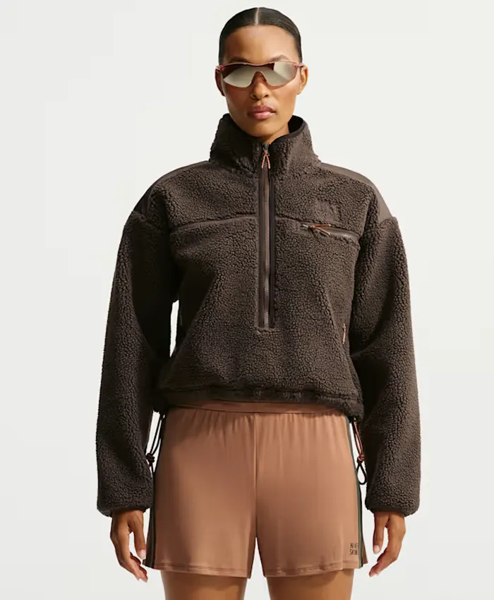 Get Nike x SKIMS Brown Sherpa Women’s Cropped Jacket