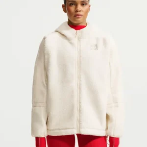 Get NikeSKIMS White Sherpa Oversized Hooded Jacket