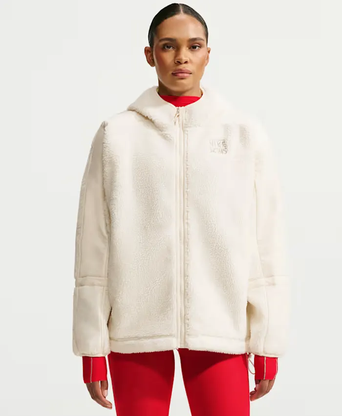 Get NikeSKIMS White Sherpa Oversized Hooded Jacket