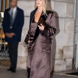 Get Paris Fashion Week Rosie Huntington Whiteley Satin Coat