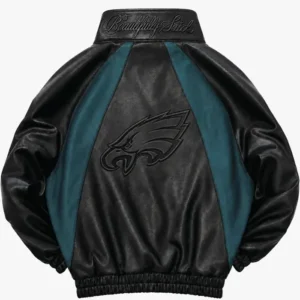 Get Philadelphia Eagles Black Leather Kru Track Jacket