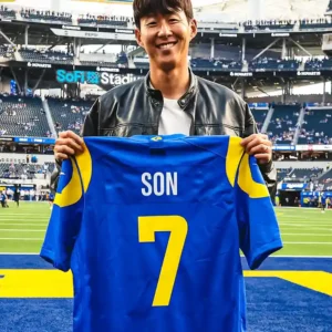 Get Son Heung-min NFL Rams vs Bills Black Leather Jacket