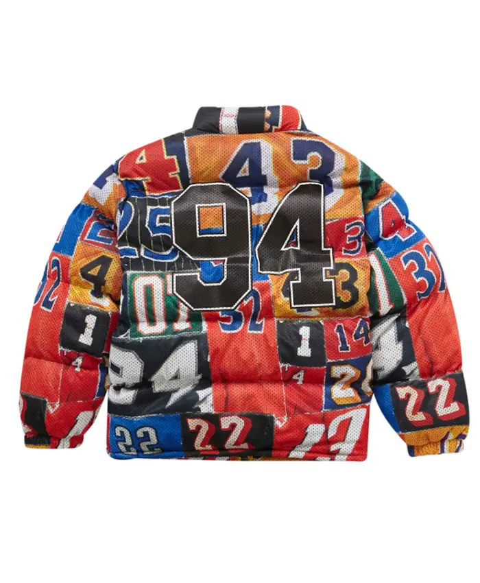 Get Supreme Mesh Jersey Multicolor Puffer Jacket