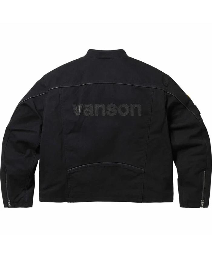 Get Supreme Vanson Leathers Cordura Black Cotton Jacket