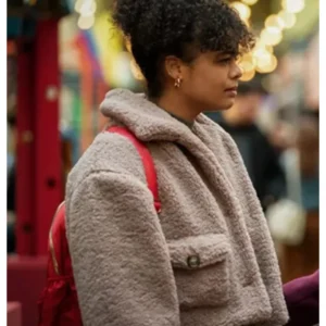 Get Suspicion Lydia West Sherpa Fur Crop Jacket