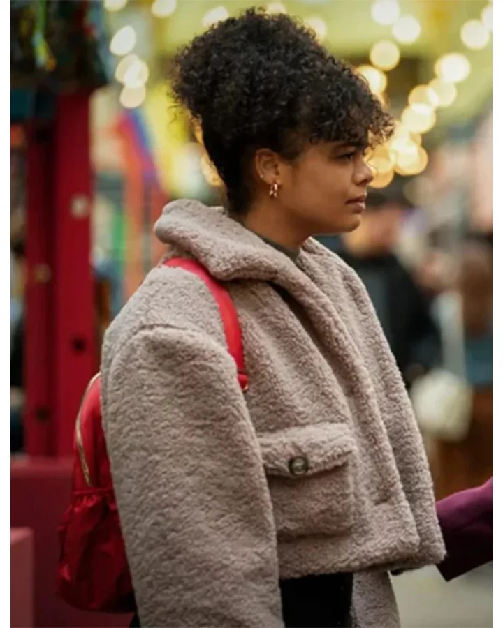 Get Suspicion Lydia West Sherpa Fur Crop Jacket