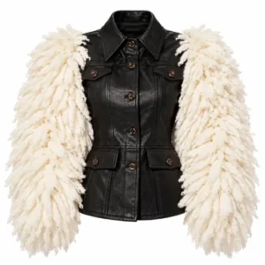 Get VMAs 2026 Lisa Fur Sleeves Leather Jacket